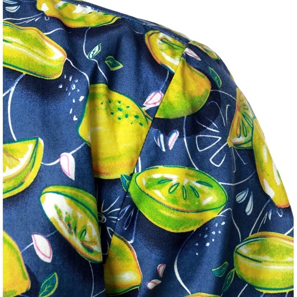 Cotton Button DownShort Sleeve Shirt Blue Lemon 🍋 - Picture 5 of 7